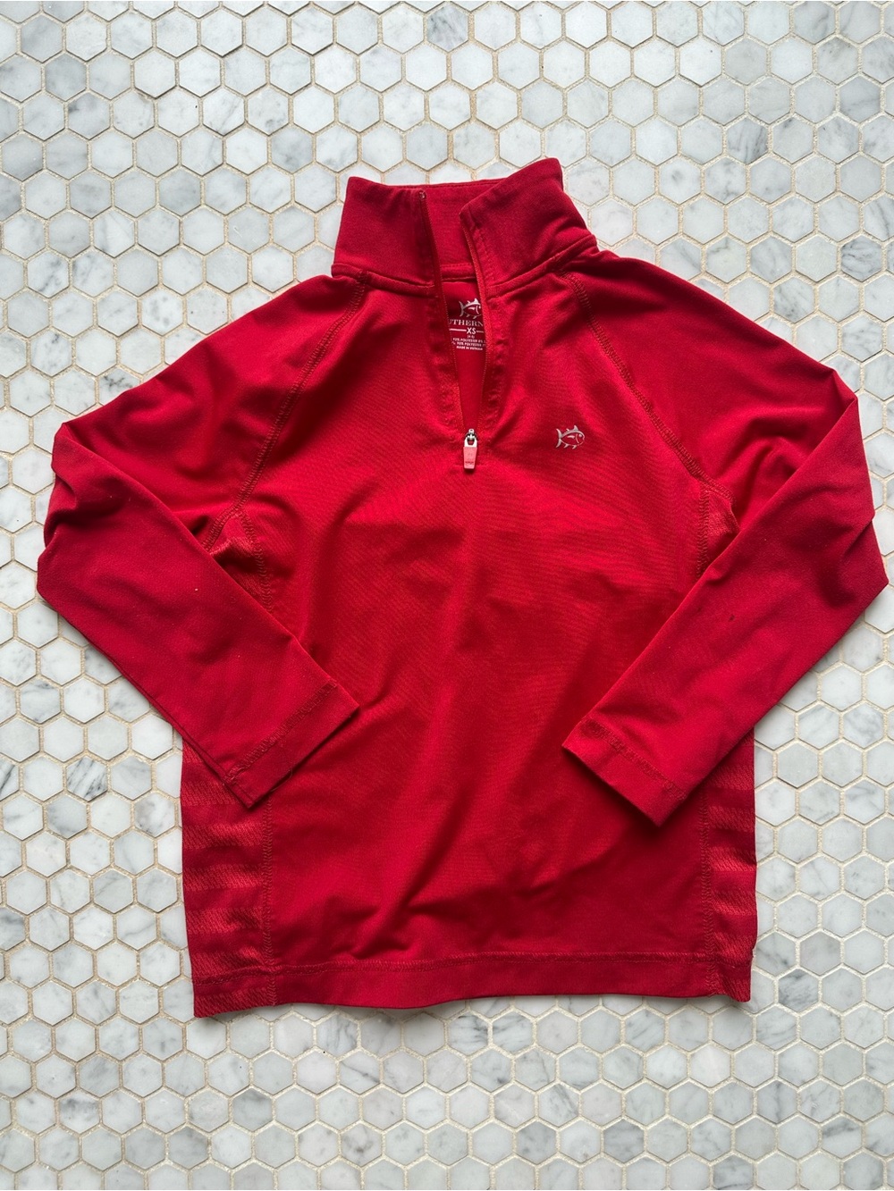 Boys Red Quarter-Zip Performance Sweater
